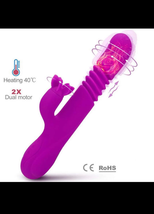 Telescopic Clitoris Stimulator Rotating Thrusting Dildo Vibrator Rabbit