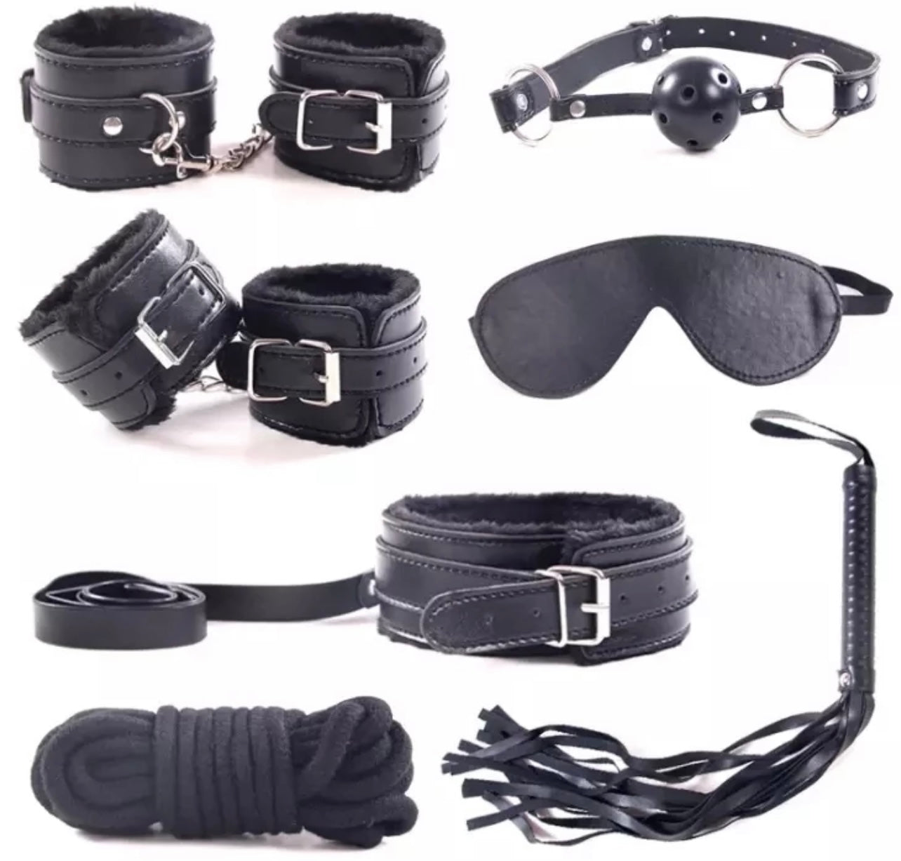 7 Pieces Leather Bondage Restraints Kit