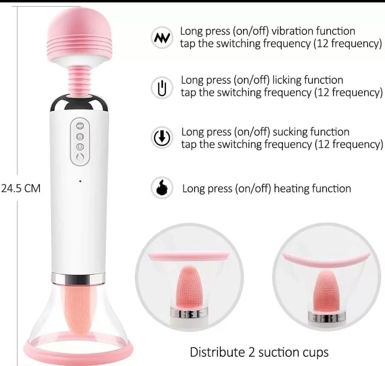 Wand with Nipple Sucking Vibrator Clitoral Stimulator Sex Licking Tongue Vibrating Sucker