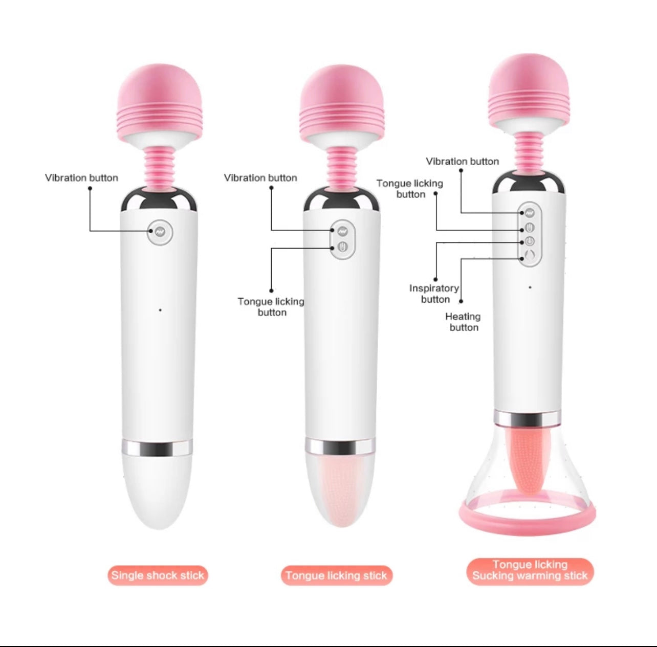 Wand with Nipple Sucking Vibrator Clitoral Stimulator Sex Licking Tongue Vibrating Sucker