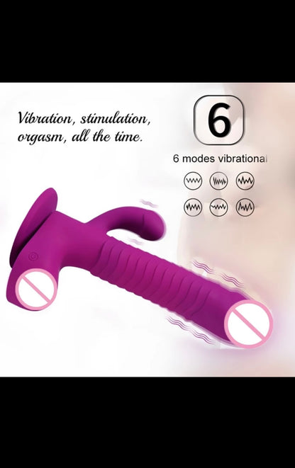 Wireless Remote Control Multi-Speed Rabbit Head Rotation Thrusting Vibrator