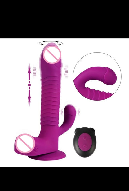 Wireless Remote Control Multi-Speed Rabbit Head Rotation Thrusting Vibrator