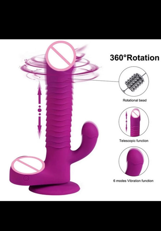 Wireless Remote Control Multi-Speed Rabbit Head Rotation Thrusting Vibrator