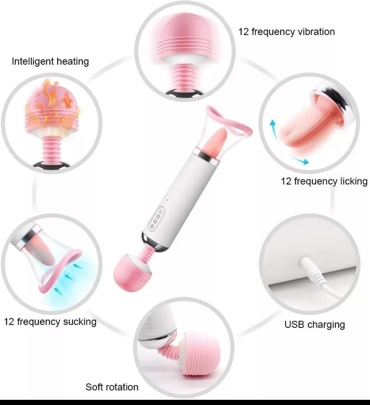 Wand with Nipple Sucking Vibrator Clitoral Stimulator Sex Licking Tongue Vibrating Sucker