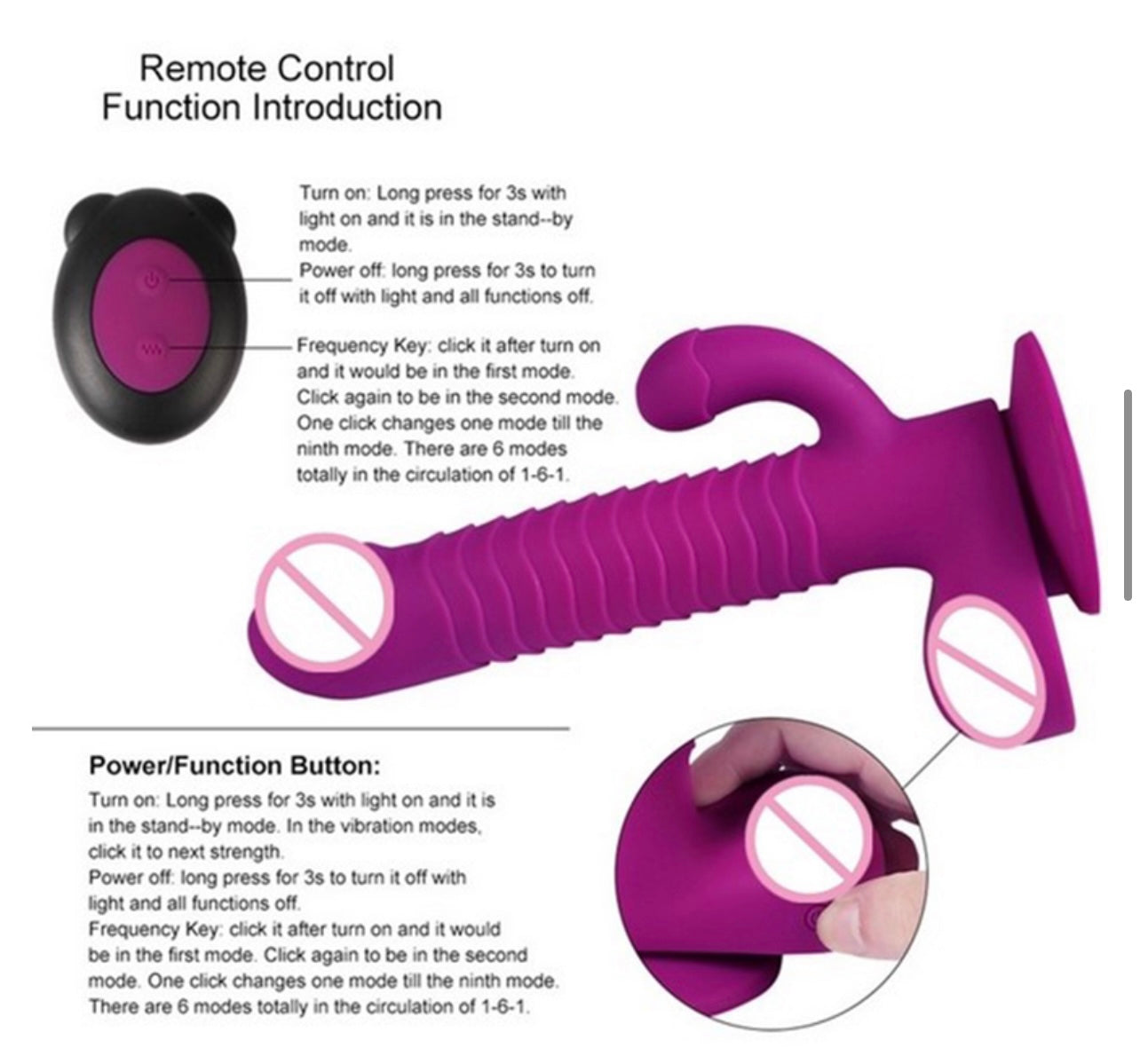 Wireless Remote Control Multi-Speed Rabbit Head Rotation Thrusting Vibrator