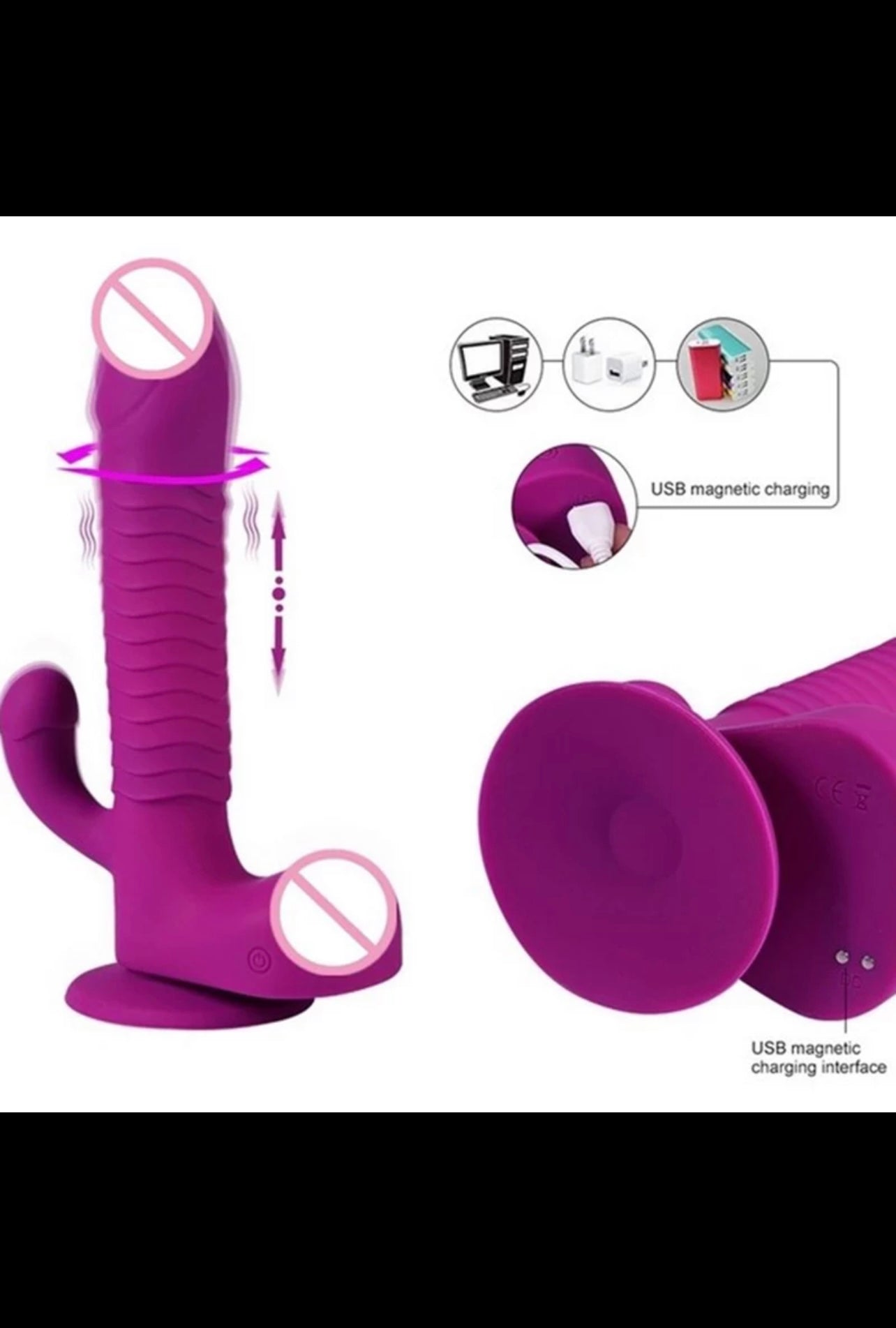 Wireless Remote Control Multi-Speed Rabbit Head Rotation Thrusting Vibrator