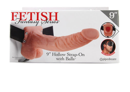 Fetish Fantasy 9 Inch Hollow Strap-On with Balls in Flesh